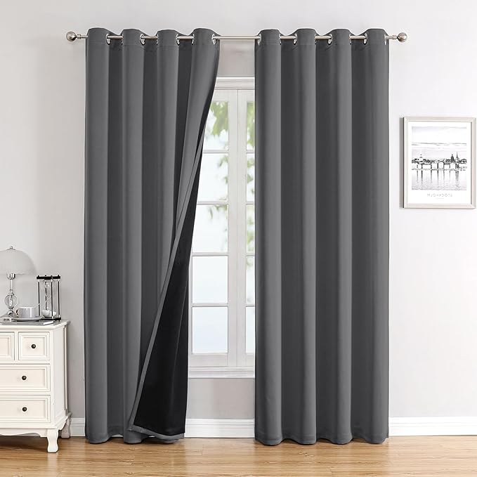ChrisDowa 100% Blackout Curtains 80 inch Long