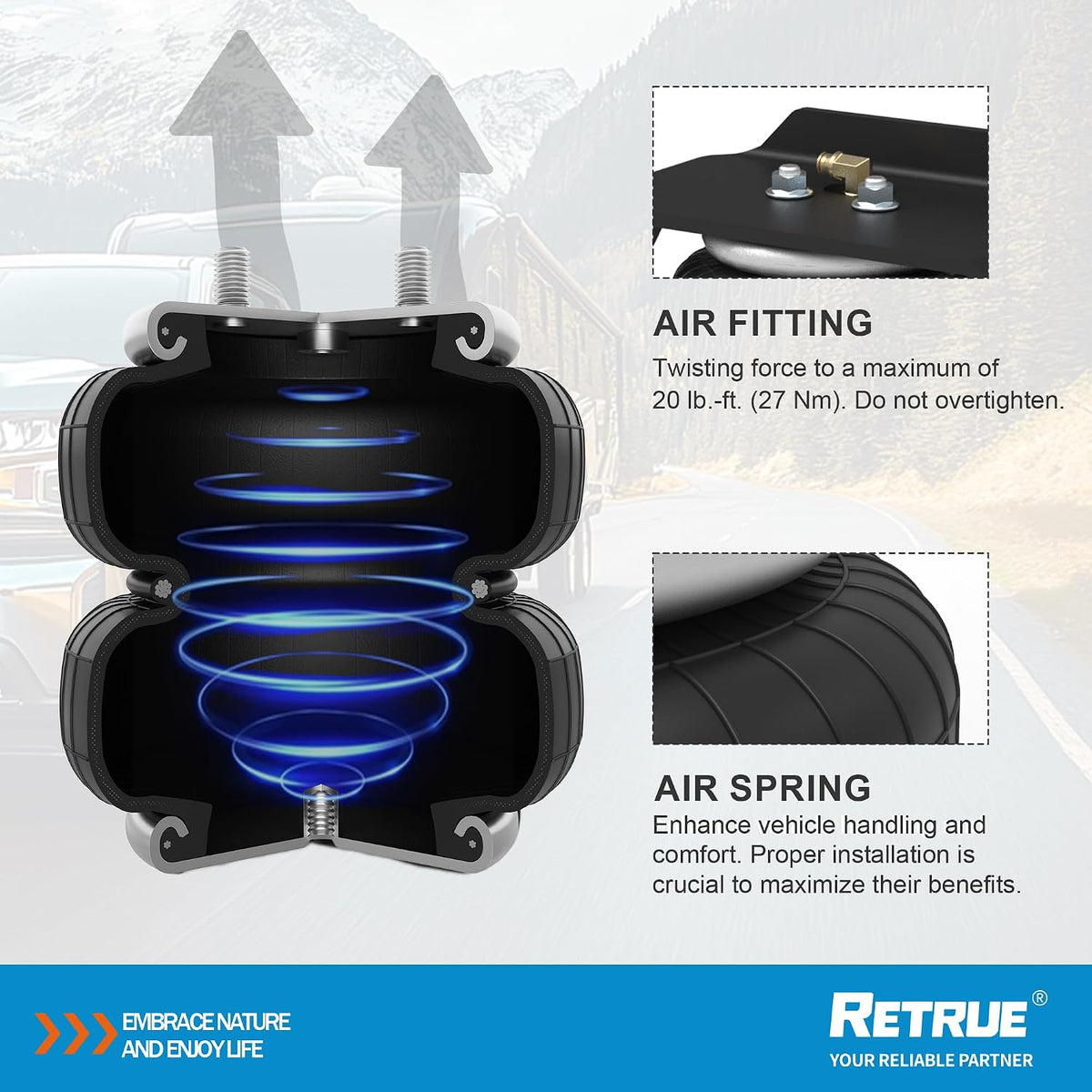 retrue rear air bags suspension kit for 2009-2014, package contents
