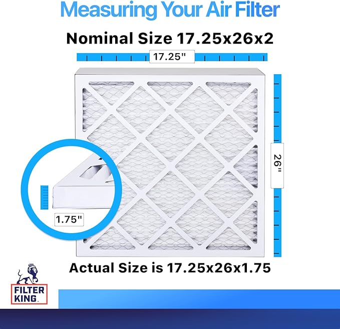 Filter King 17.25x26x2 Air Filter | 4-PACK | MERV 8 HVAC Pleated A/C Furnace