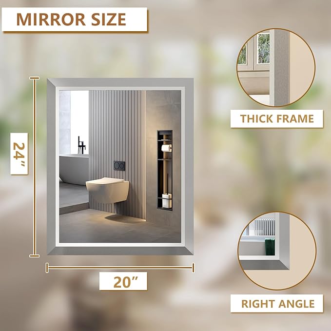 SMIROR Brushed Silver Bathroom Mirror