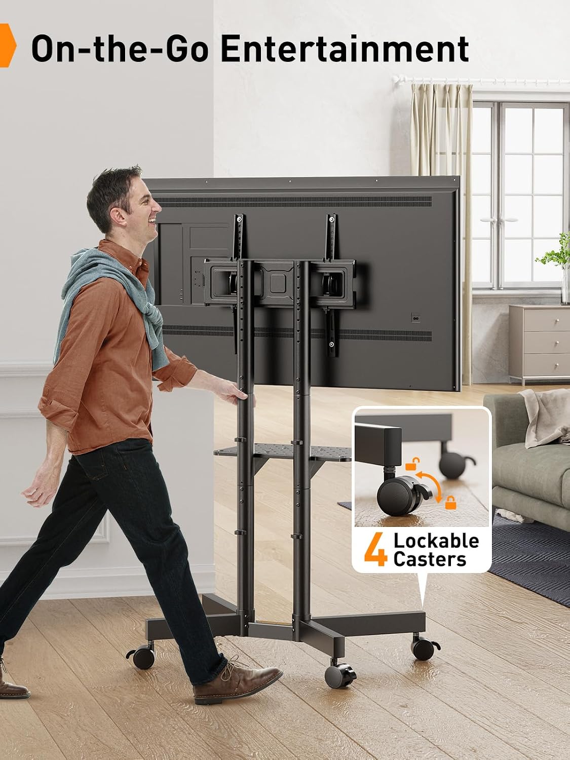 perlegear rolling tv stand, mobile tv stand with, package contents