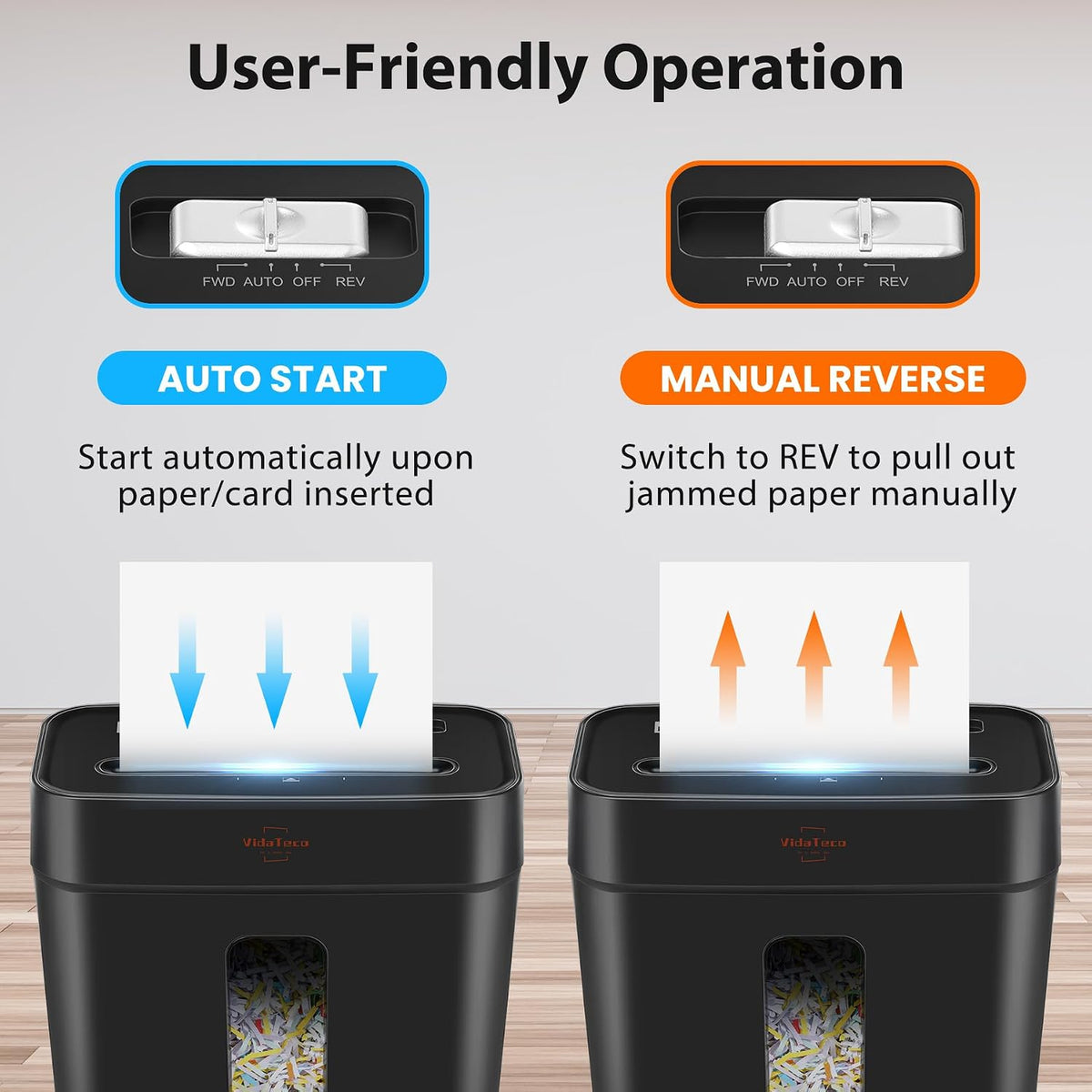 VidaTeco 6-Sheet Cross Cut Paper Shredder for Home Office, 3.04-Gallon Bin