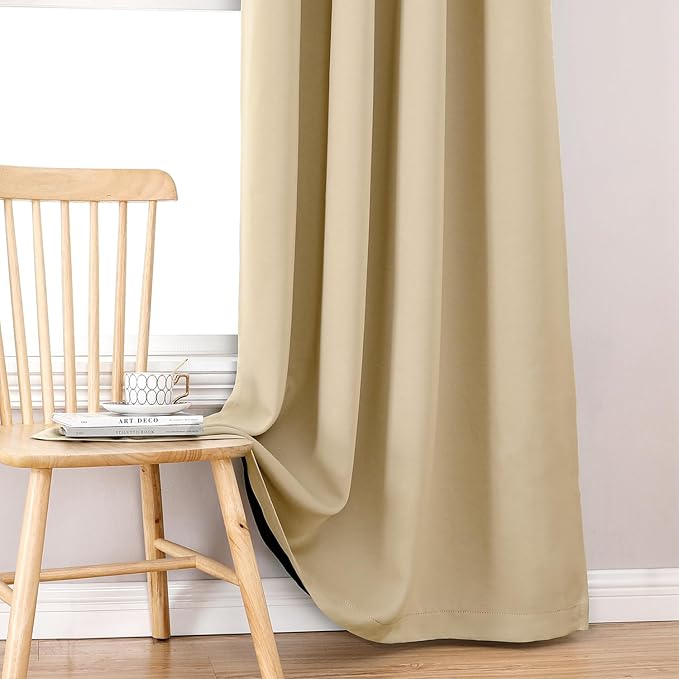 ChrisDowa 100% Blackout Curtains 63 inch Long