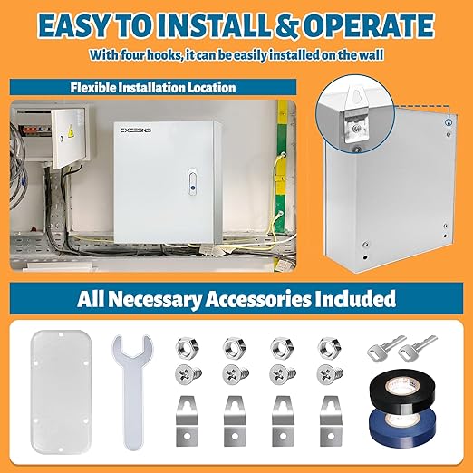 Outdoor Electrical Box 20 x 16 x 10''D NEMA 4X Enclosure Steel Box, Waterproof