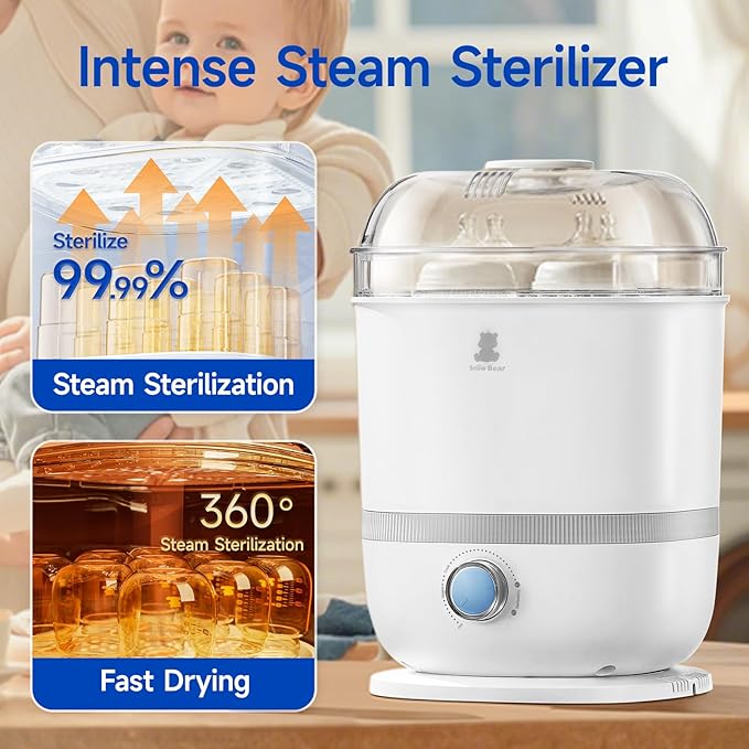 Snow Bear Baby Bottle Sterilizer and Dryer, 6-in-1 Electric Steam Bottle