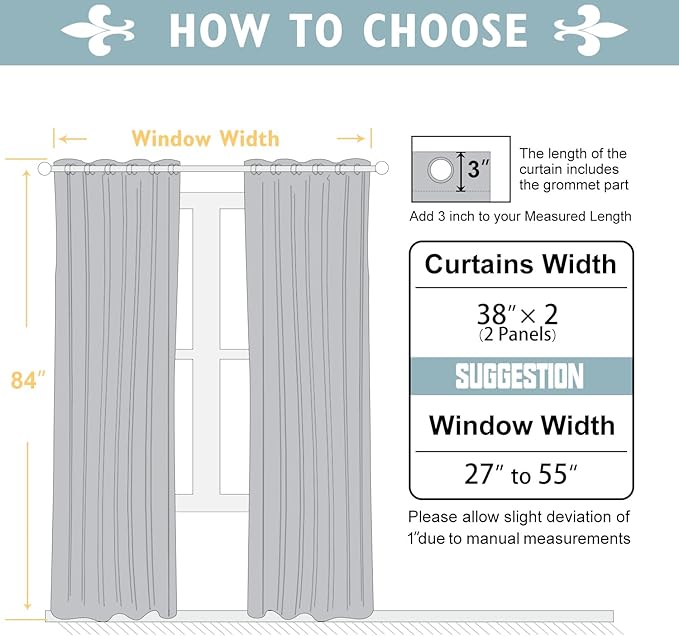 ChrisDowa 100% Blackout Curtains 84 inch Long