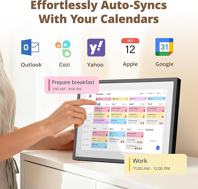 Digital Calendar Touch Screen 10 Inch, Electronic Calendar Chore Chart