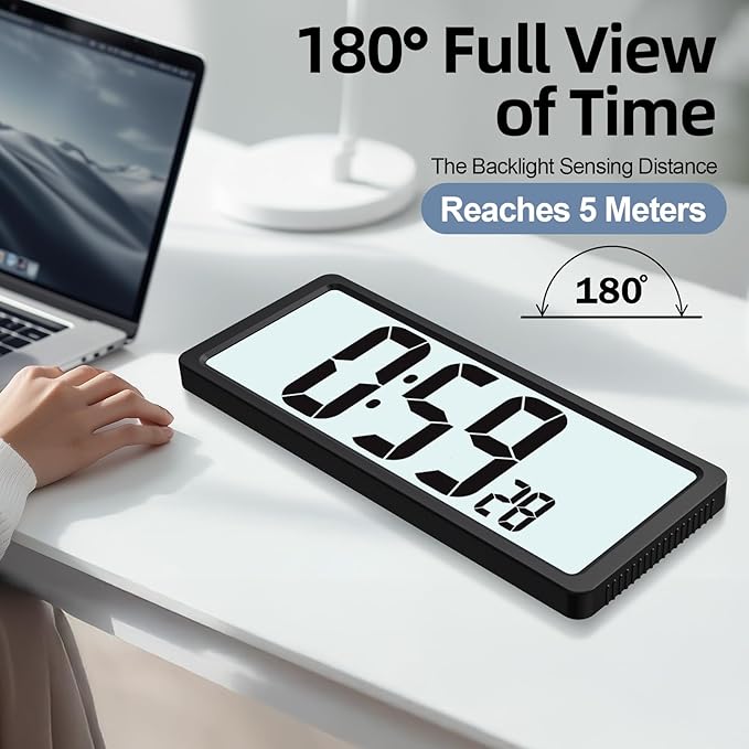 XREXS Large Digital Wall Clock Battery Operated