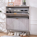 Shoe Cabinet with 2 Flip Drawers, Freestanding Shoe Cabinet Organizer with 4