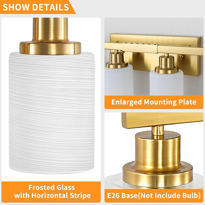 DIKAIDA 52inch Gold Bathroom Light Fixtures, Modern Bathroom Vanity Light