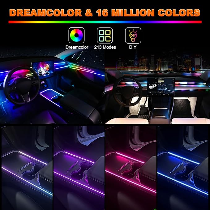Jushope Interior Car LED Strip Lights, Acrylic LED Lights