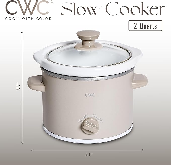COOK WITH COLOR 2QT Mini Electric Round Slow Cooker