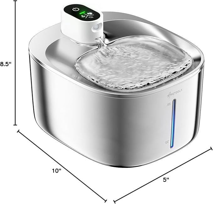 Wireless Cat Water Fountain Stainless Steel, 135floz/4L Battery Operated