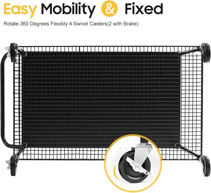 WDT 2-Tier Utility Cart with Wheels, Metal Cart with 1000LBS Capacity, NSF