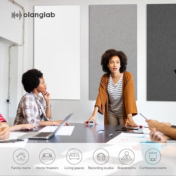 Olanglab Acoustic Panels 2 Pack, Fabric Wrapped Sound Proof Foam Panels