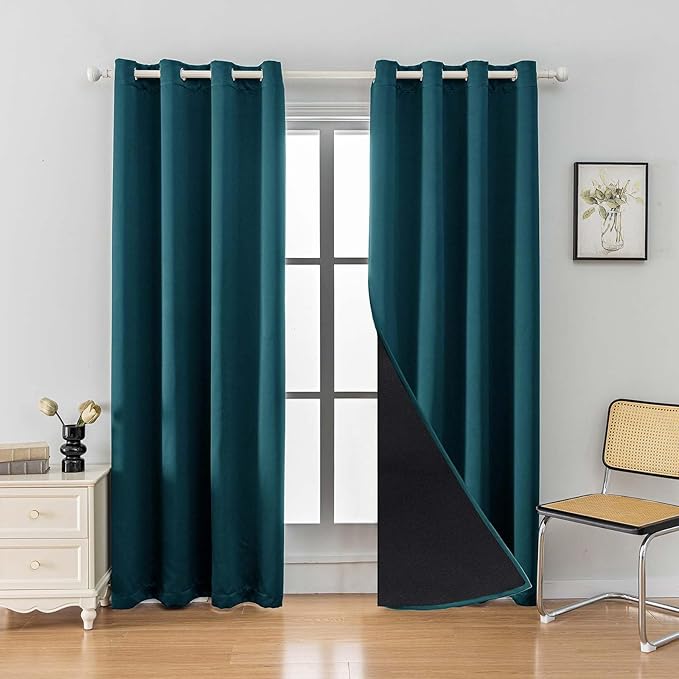 Anytime 100% Blackout Curtain 2 Panels Set, Thermal Insulated Window Drapes