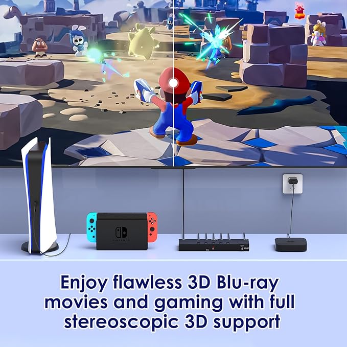 8K@60Hz HDMI 2.1 Switch 5 in 1 Out, 48Gbps Ultra HD 4K 120Hz, HDR10/Dolby Vision
