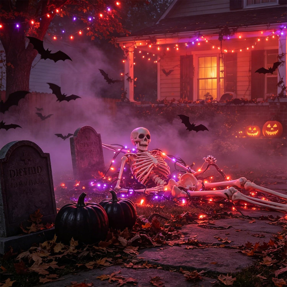 LJLNION 3 Sets Halloween Lights, 29ft 150 Count Black Wire Fairy Mini Lights,...
