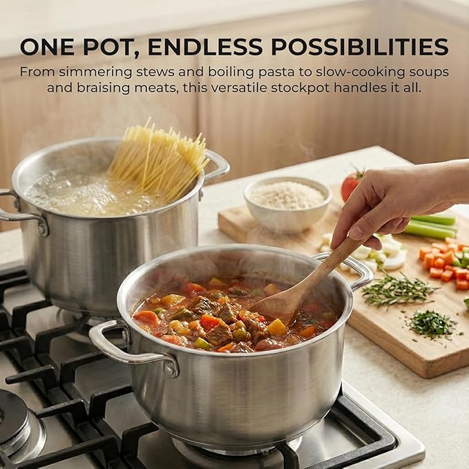 SUNHOUSE 18/8 Stainless Steel Stock Pot
