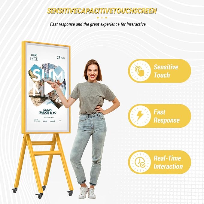 MWE Mobile Digital Signage Display 43in, Portable UHD Touchscreen Advertising