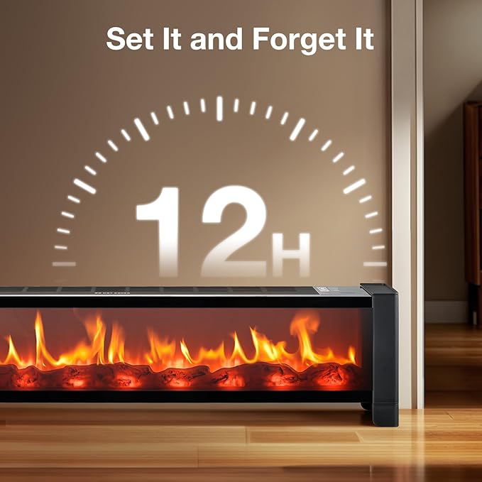 Air Choice 33” Baseboard Heater, 1500W Fireplace Heater