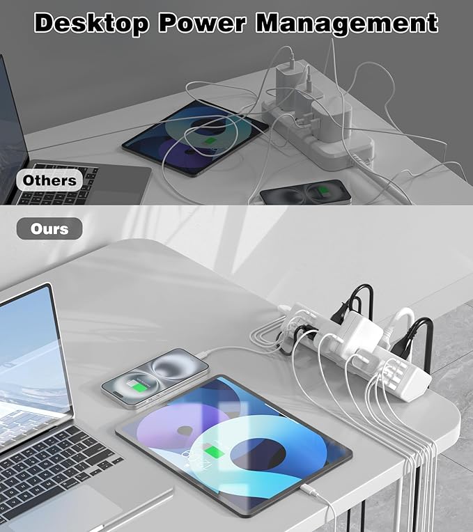 40W Fast Charging Station, Desk Clamp Power Strip, 4 USB-C Ports & 8 AC Outlets