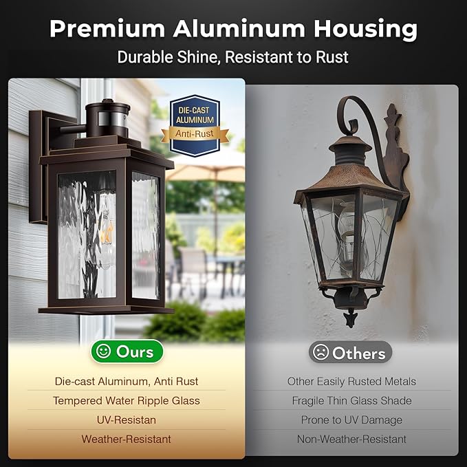 VIANIS Motion Sensor Outdoor Light Fixture, 2 Pack Oil-Rubbed Bronze,