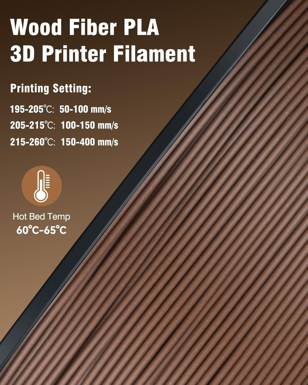SUNLU Real Wood Fiber PLA Filament 1.75mm, 250g Spool, 4 Rolls Bundle
