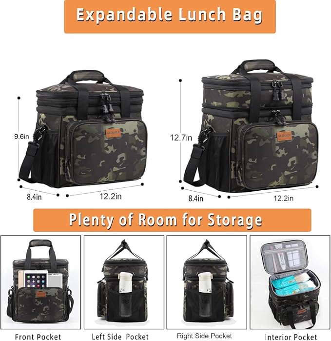 Expandable XLarge Lunch Box, Insulated Heavy Duty Lunch Bag Waterproof