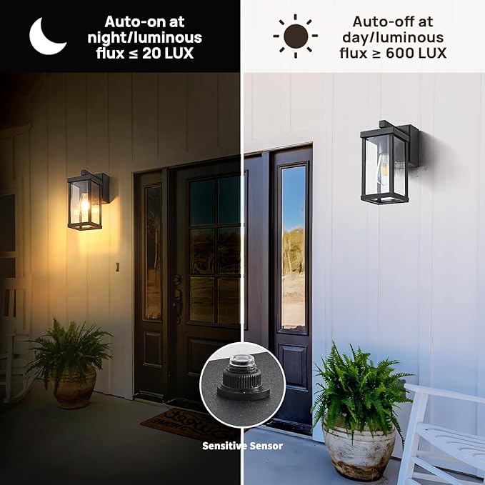 JOKAONOTL Dusk to Dawn Porch Lights (2 PC)