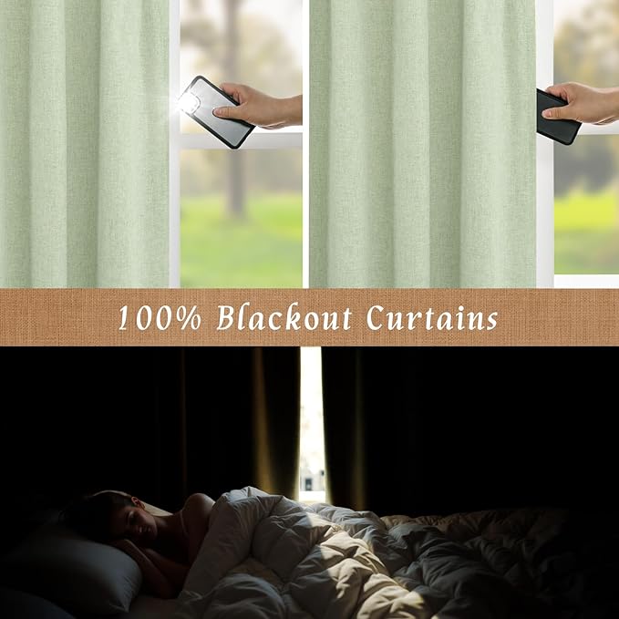LAMIT Linen Full Blackout Window Curtains