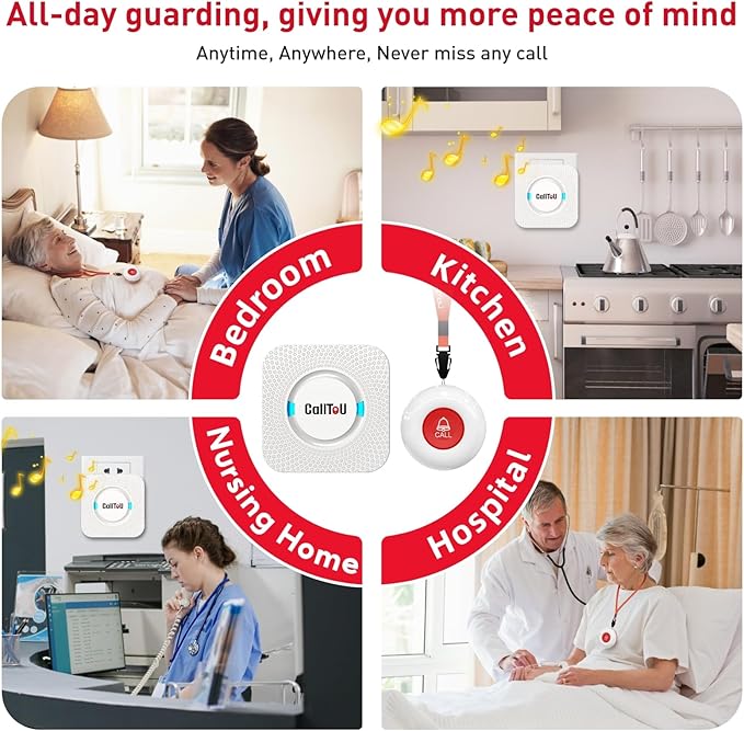 CallToU Wireless Caregiver Pager Smart Call System 2 SOS Call