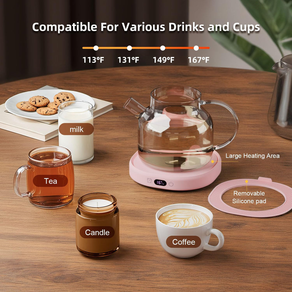 Coffee Mug Warmer Set Smart Electric Heated Cup Beverage Tea Candle Plate