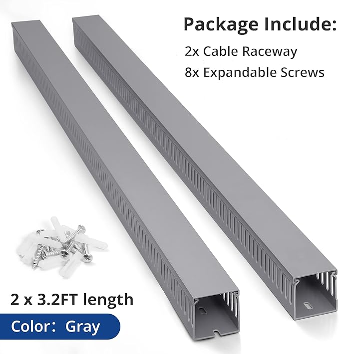 ZhiYo 3x3in Cable Raceway, 6.6FT Large Wire Tray, Cord Hider