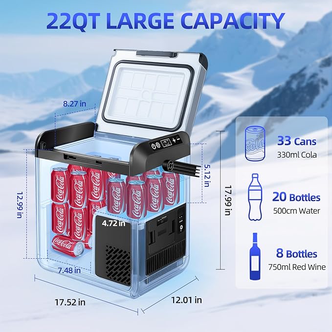 Car Refrigerator Freezer, 22QT Car Fridge Compressor Cooler
