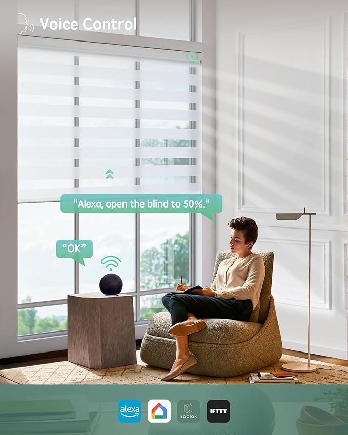 Yoolax Motorized Blinds with Remote, Electric Zebra Blinds