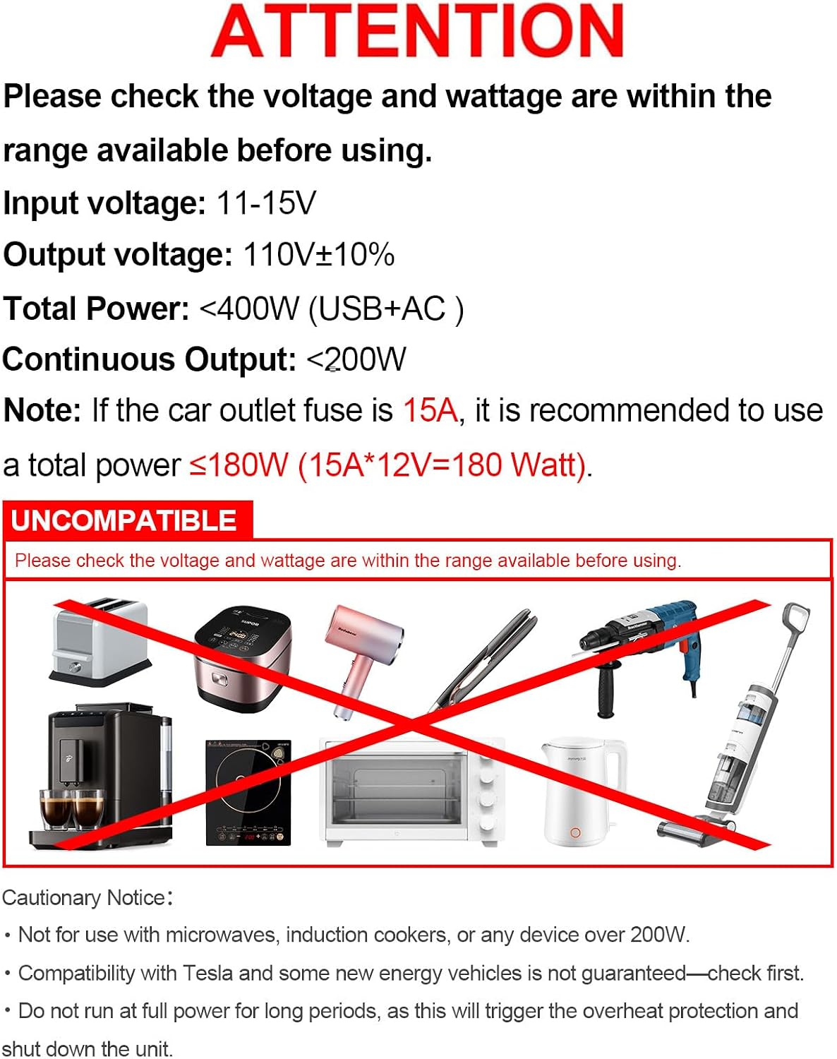 400W Car Power Inverter 12V to 110V AC｜24W+65W USB C, Laptop Charger