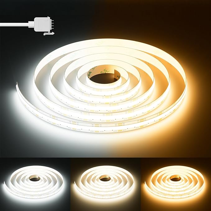 PAUTIX COB LED Strip Light White CCT Tunable 4800LEDs, CRI90+ 24ft/7.5m