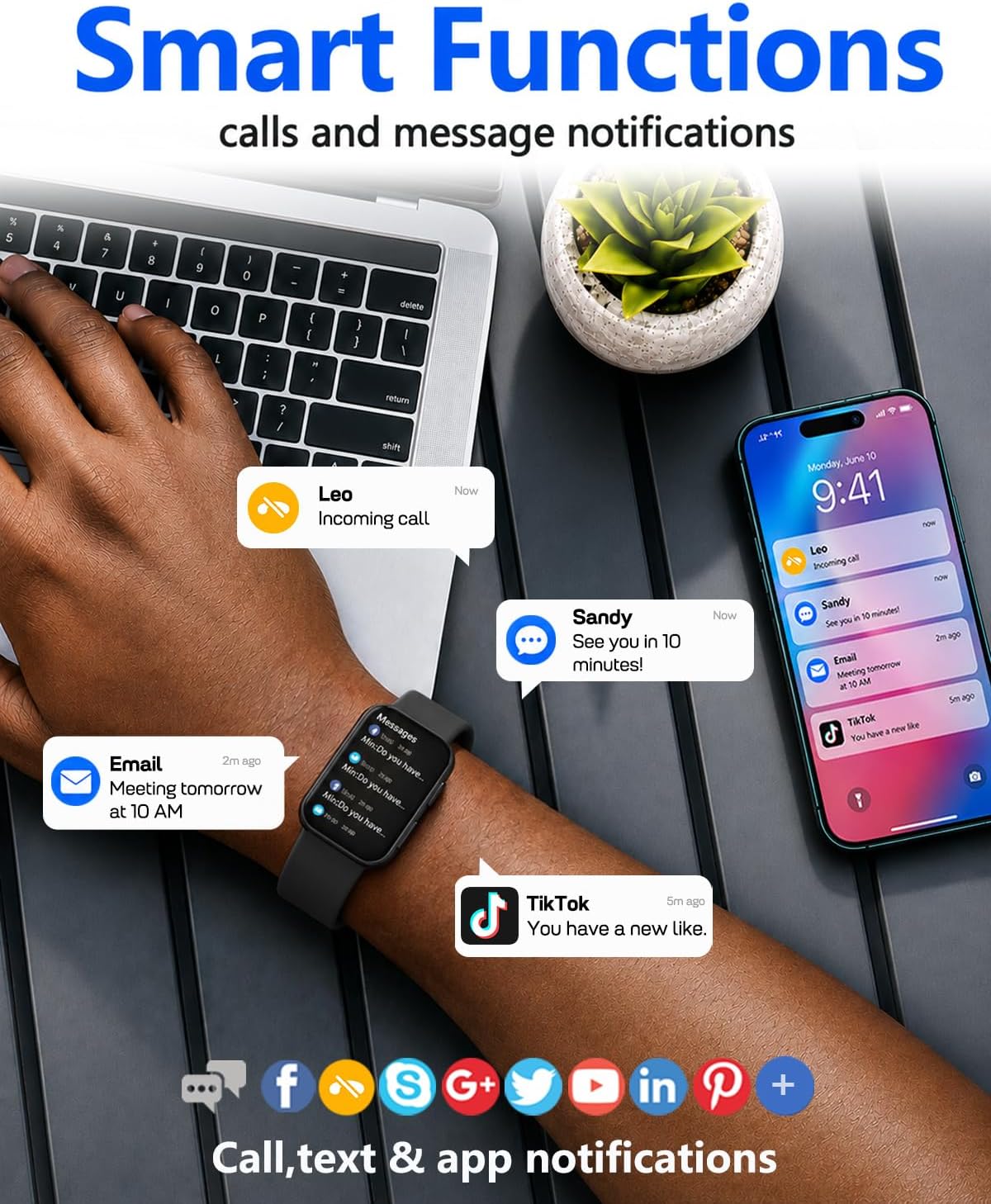 morepro fitness tracker for women men, heart rate on a desk or shelf