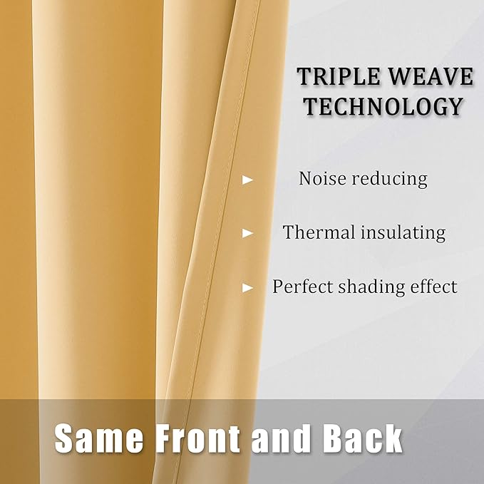 DUALIFE Yellow Solid Blackout Curtains