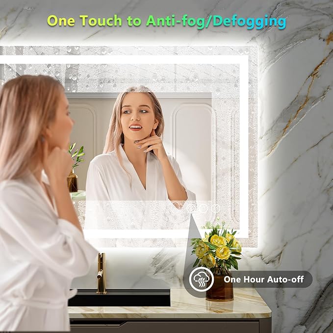 YEELAIT 40x36 Inch RGB LED Bathroom Mirror Front Light and RGB Backlit Lighted