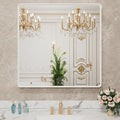 LOAAO 30x30 Inch White Metal Framed Bathroom Mirror