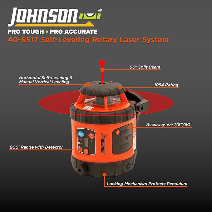 Johnson Level & Tool 40-6517 Self-Leveling Rotary Laser System, 29 x 7"
