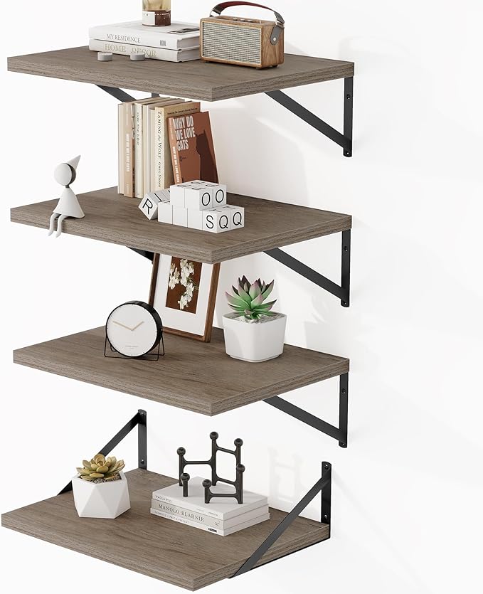 Heimlove 12 Inch Deep Floating Shelves (Set of 4)