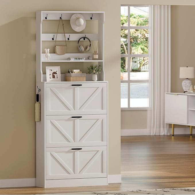 EOYUTLLY Shoe Cabinet Storage for Entryway, Narrow Shoe Rack Cabinet