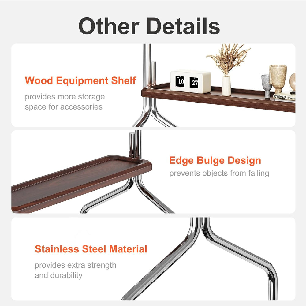 Easel Rolling TV Stand for 32-75" TVs, Stainless Steel TV Cart with Shelf