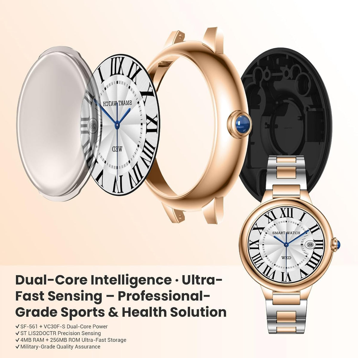 Luxury Smart Watches for Women, 1.19" AMOLED, DA GPT, Answer/Make Call