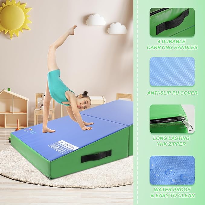Kangaroo Hoppers Incline Gymnastics Mat, Skill Training, Home Gym Exercise