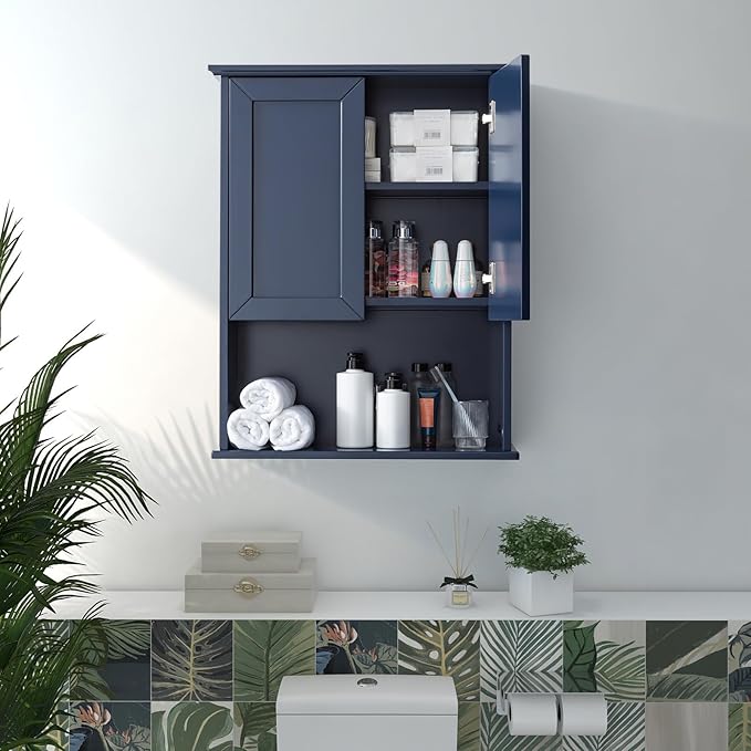 Navy Blue Bathroom Cabinet Wall Mounted