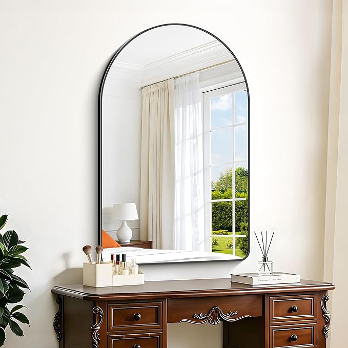 GLASHOM Arched Bathroom Mirror, Wall Mounted Mirror, Living Room, Vertically